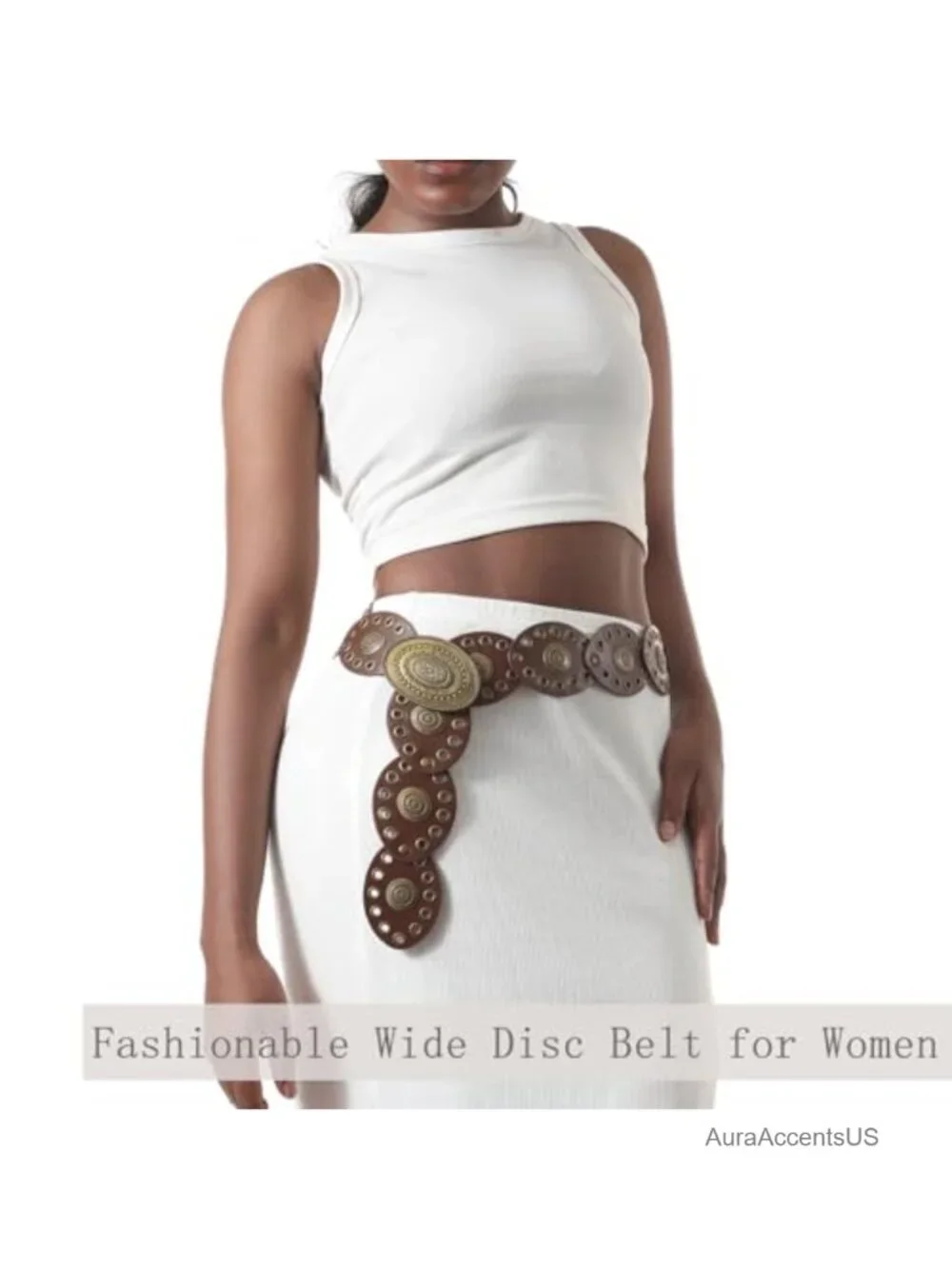 Women Boho Metal Concho Belt - Cowgirl Chain Belt for Dresses Jeans
